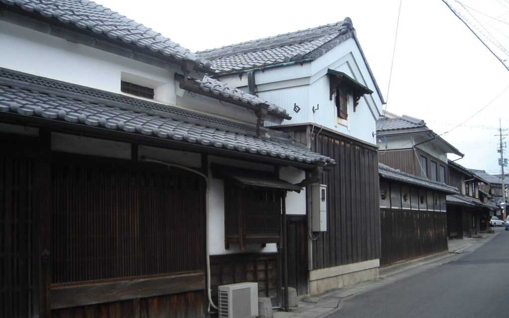 東海道　水口宿の町並み